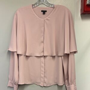 Eloquii Dusty Blush Layered Cape-Sleeve Blouse